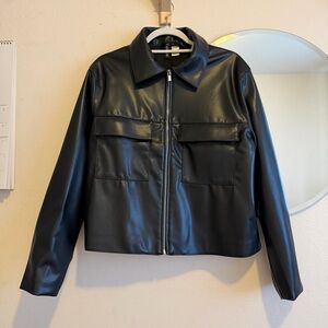 H&M Divided Soft Black Faux Leather Jacket